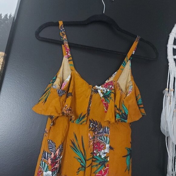 Ardene Earthy Mustard Floral Ruffle Romper - Picture 7 of 7